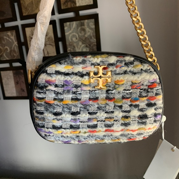 Authentic TORY BURCH Leather/Colorfull tweed top zip Crosby - Picture 5 of 16